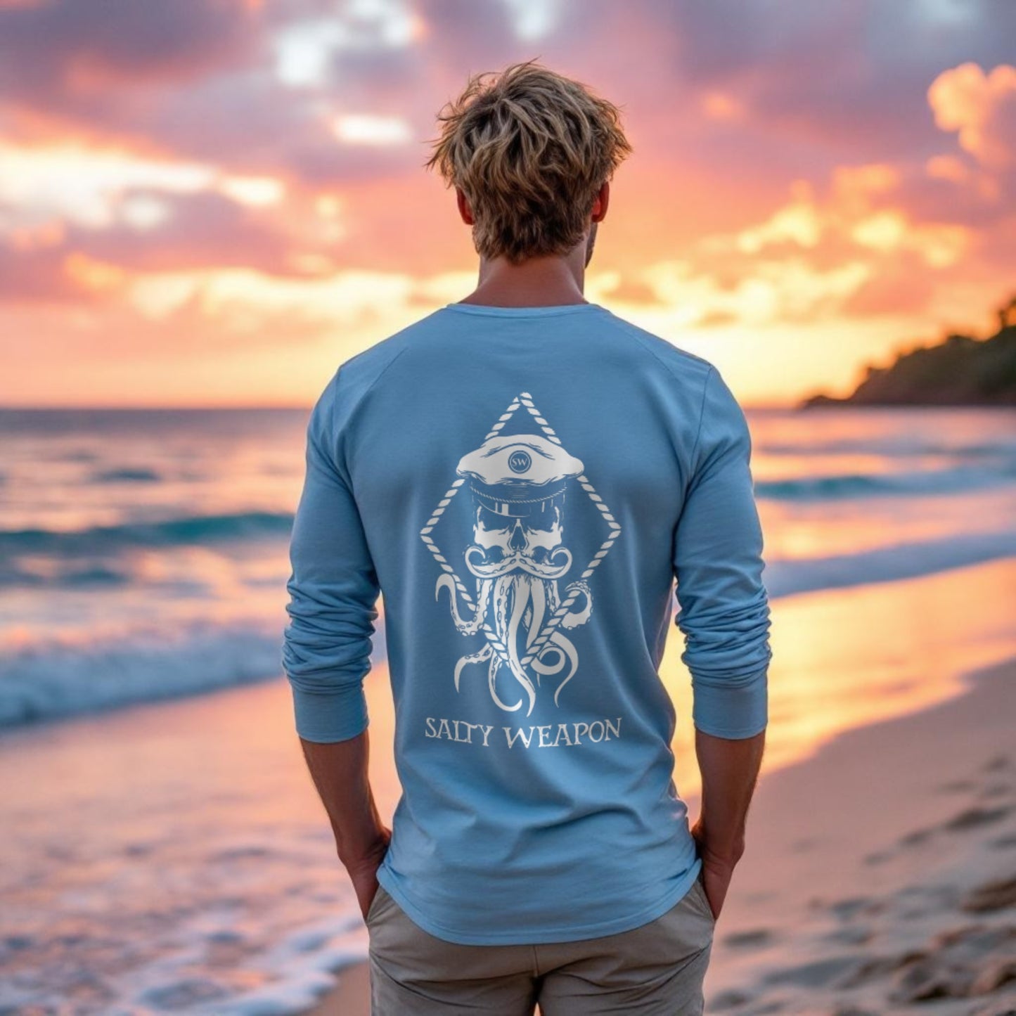 SALTY WEAPON UV LONG SLEEVE SHIRT – PERFORMANCE SUN SHIRT WITH WHITE NAUTICAL LOGO (3 COLORS)