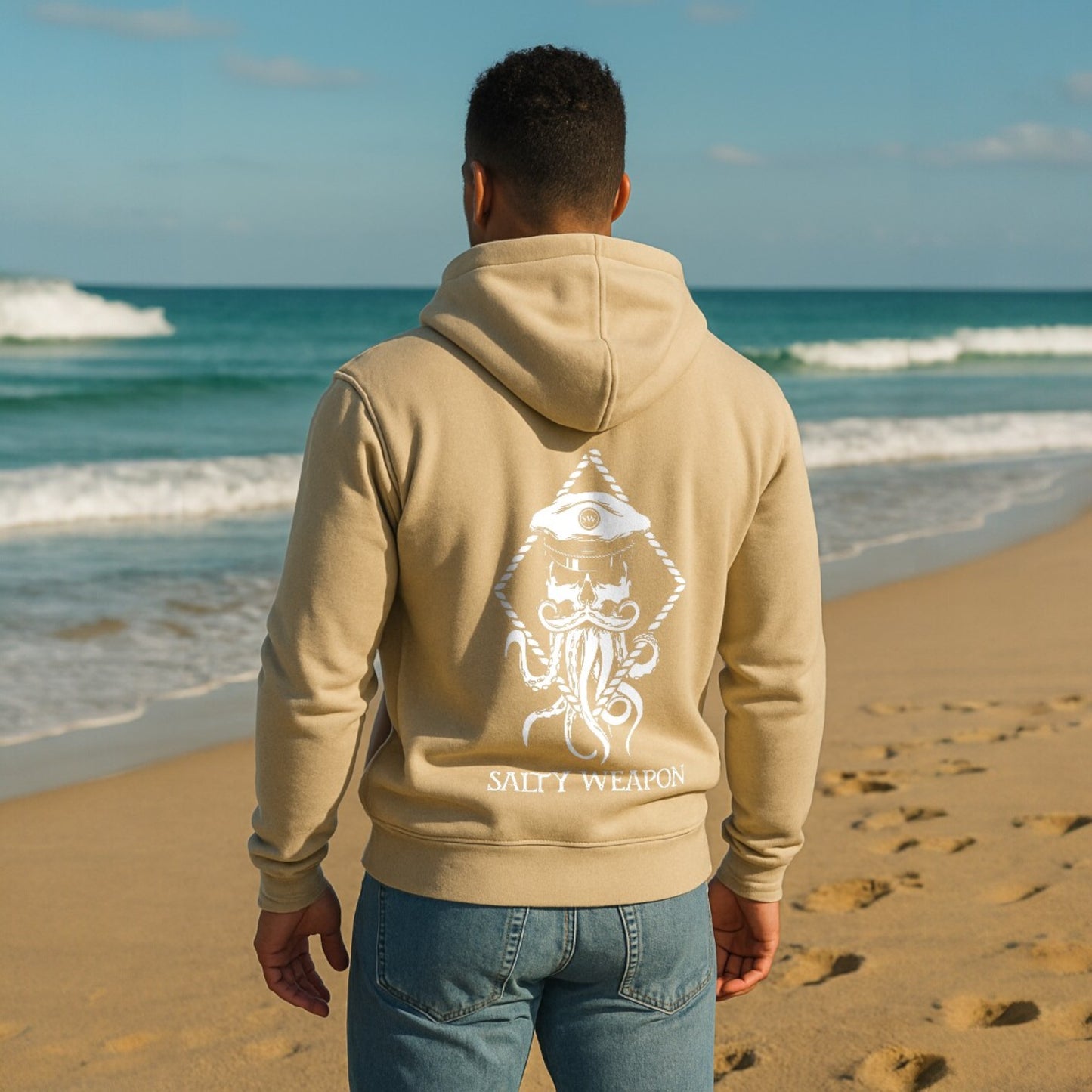 SALTY WEAPON FLEECE HOODIE – COASTAL LIFESTYLE HOODIE WITH WHITE NAUTICAL LOGO (3 COLORS)