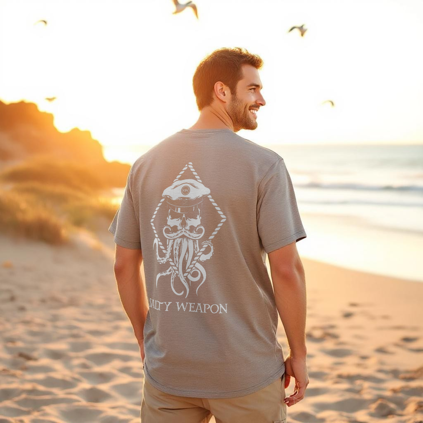 SALTY WEAPON COASTAL TEE – NAUTICAL OCTOPUS LOGO | CLASSIC T-SHIRT (4 COLORS)