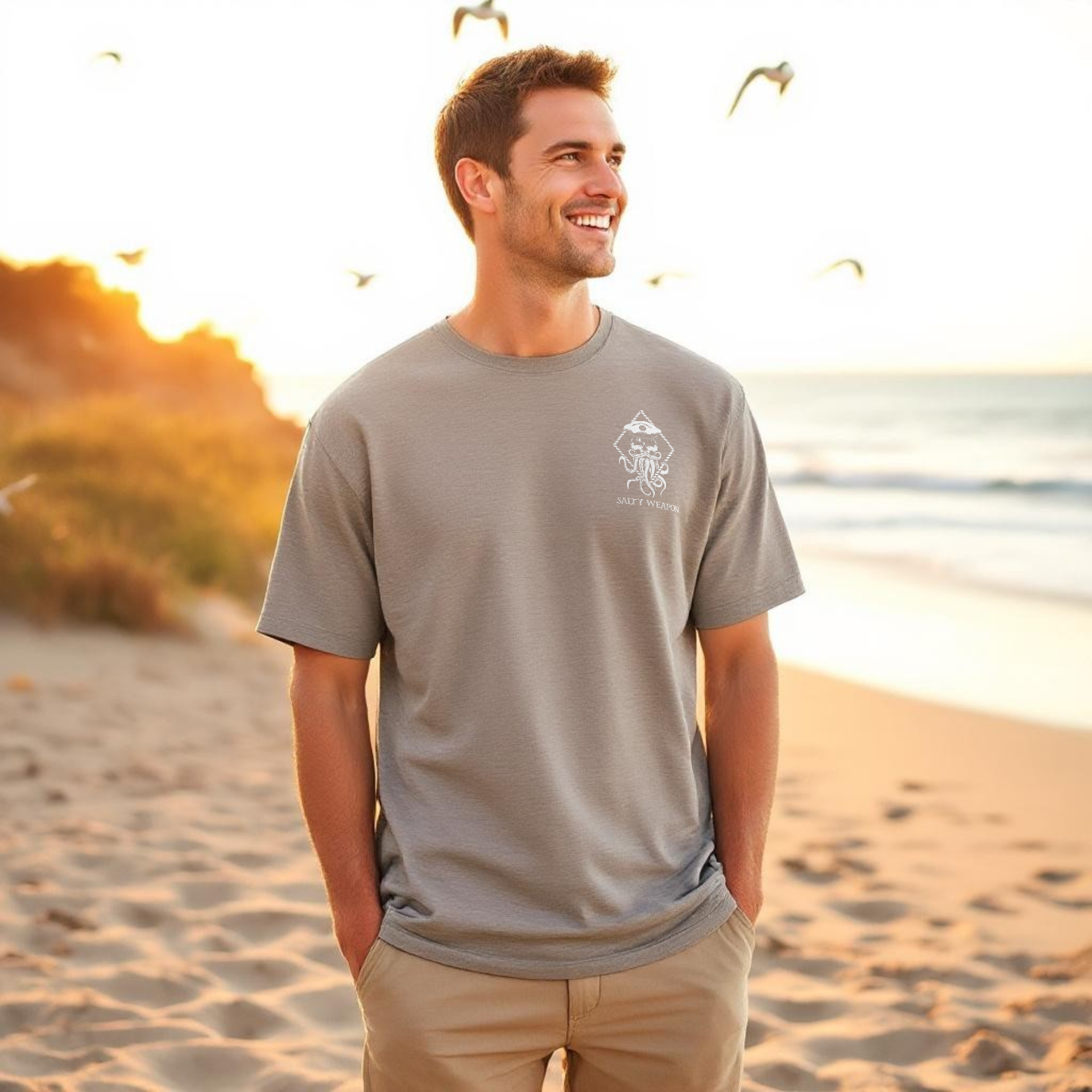 SALTY WEAPON COASTAL TEE – NAUTICAL OCTOPUS LOGO | CLASSIC T-SHIRT (4 COLORS)
