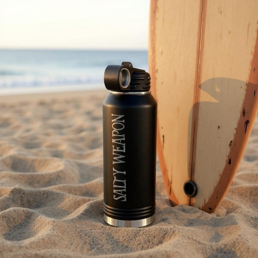 SALTY WEAPON WOMEN’S INSULATED TUMBLER – 32OZ STAINLESS STEEL WATER BOTTLE WITH COASTAL LOGO (2 COLORS)