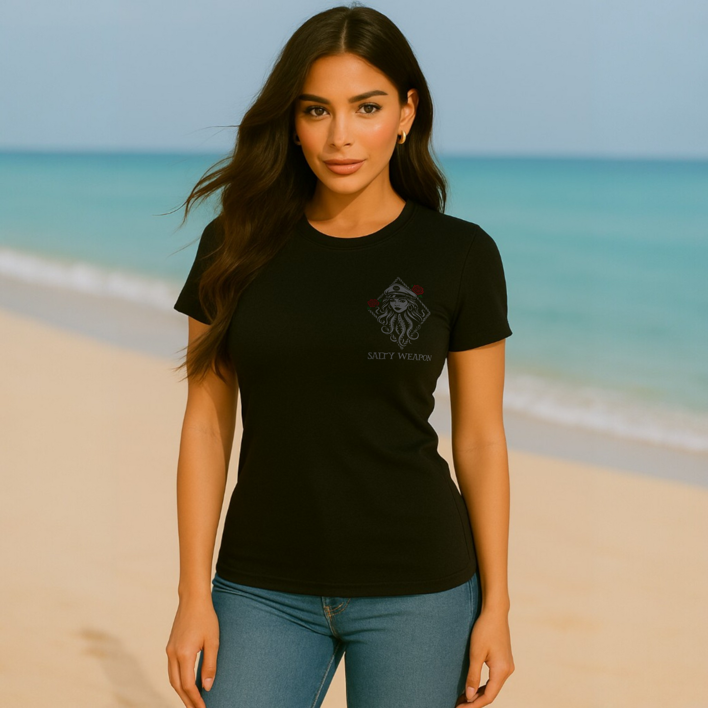 SALTY WEAPON WOMEN’S SHORT SLEEVE TEE – COASTAL LIFESTYLE SHIRT (3 COLORS)