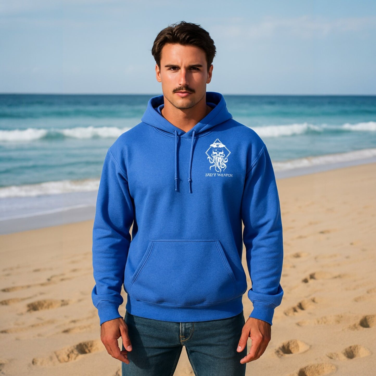 SALTY WEAPON FLEECE HOODIE – COASTAL LIFESTYLE HOODIE WITH WHITE NAUTICAL LOGO (3 COLORS)