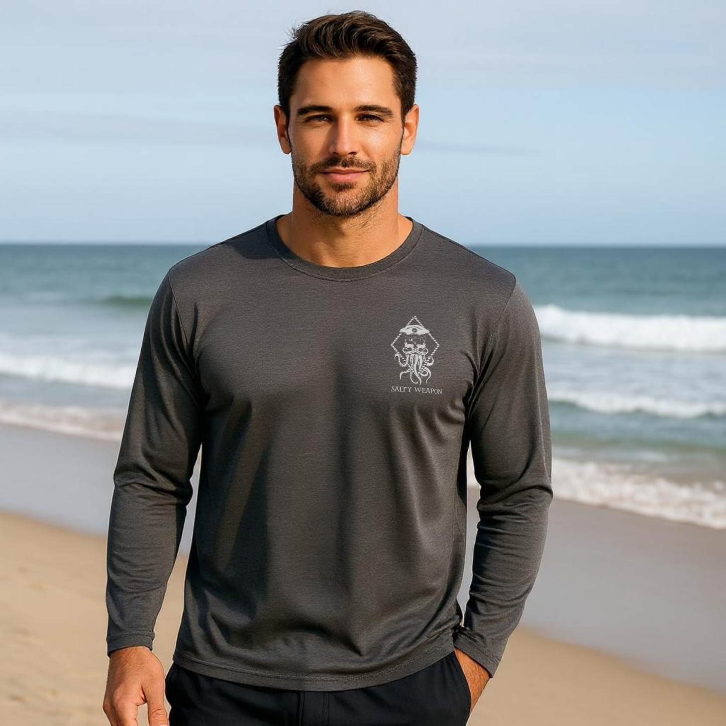 SALTY WEAPON UV LONG SLEEVE SHIRT – PERFORMANCE SUN SHIRT WITH WHITE NAUTICAL LOGO (3 COLORS)