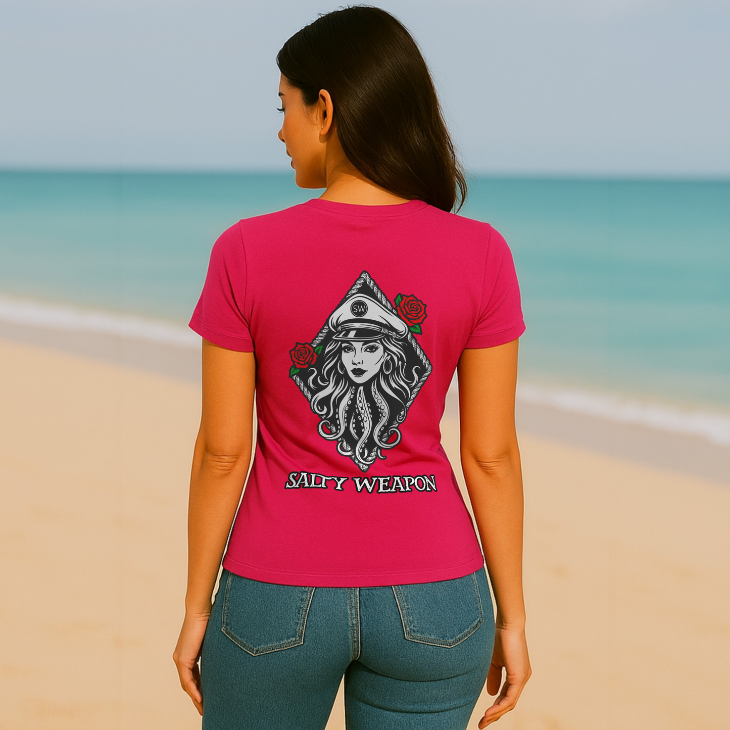 SALTY WEAPON WOMEN’S SHORT SLEEVE TEE – COASTAL LIFESTYLE SHIRT (3 COLORS)