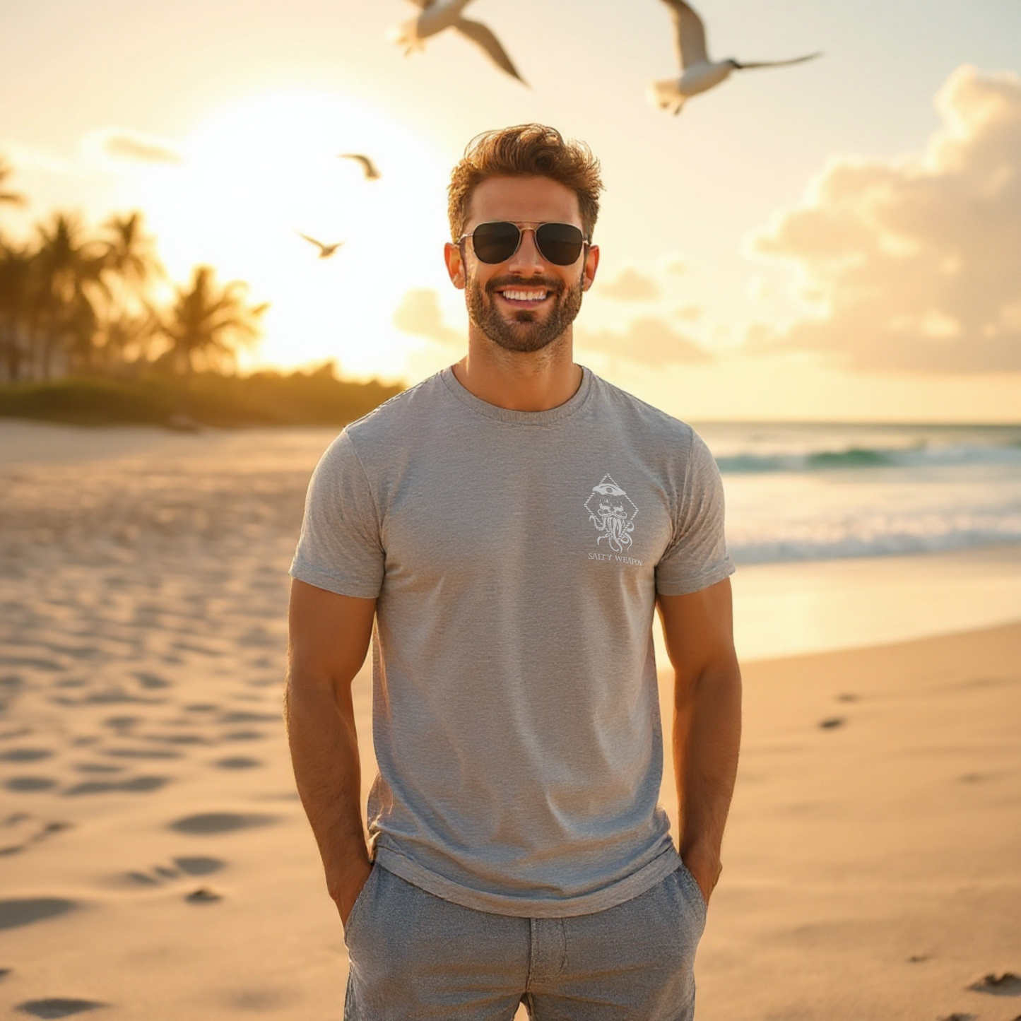 SALTY WEAPON COASTAL TEE – NAUTICAL OCTOPUS LOGO | CLASSIC T-SHIRT (4 COLORS)