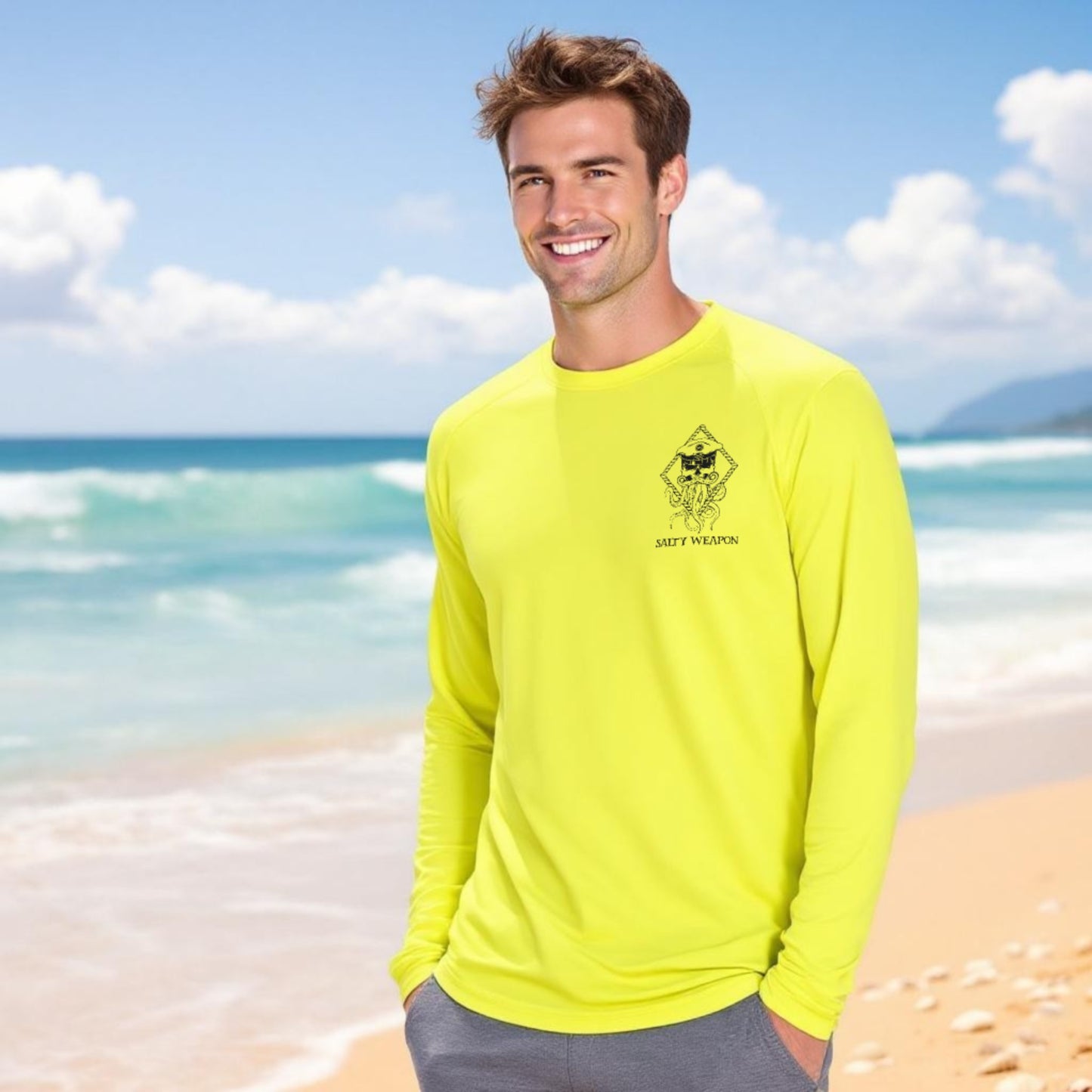 SALTY WEAPON UV LONG SLEEVE SHIRT – PERFORMANCE SUN SHIRT WITH BLACK NAUTICAL LOGO (2 COLORS)