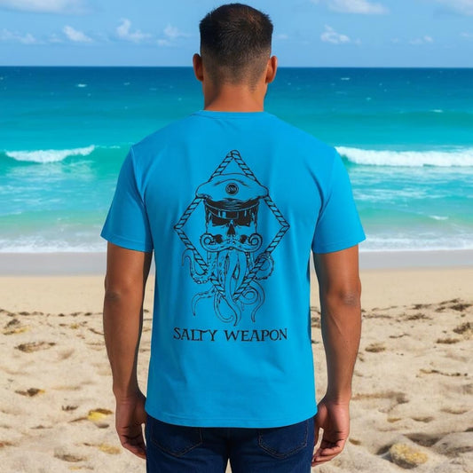 🔥 SALE – SALTY WEAPON Coastal Tee | Black Nautical Octopus Classic T-Shirt