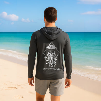 SALTY WEAPON HOODED UV SHIRT – PERFORMANCE SUN HOODIE | WHITE NAUTICAL LOGO (4 COLORS)