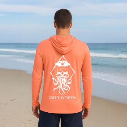 SALTY WEAPON HOODED UV SHIRT – PERFORMANCE SUN HOODIE | WHITE NAUTICAL LOGO (4 COLORS)