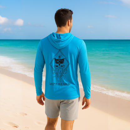 SALTY WEAPON HOODED UV SHIRT – PERFORMANCE SUN HOODIE | BLACK NAUTICAL LOGO (3 COLORS)