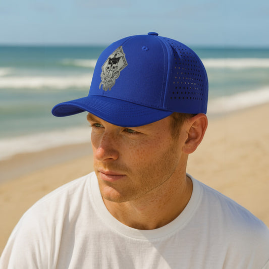 SALTY WEAPON 6-PANEL TRUCKER HAT – WATER-RESISTANT COASTAL PERFORMANCE CAP WITH WHITE NAUTICAL LOGO (2 COLORS)
