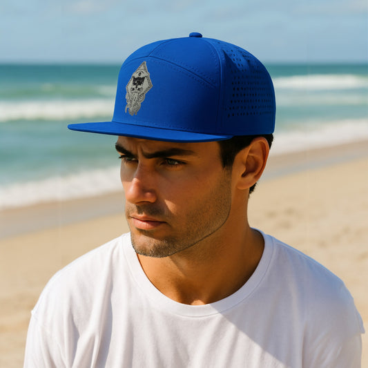 SALTY WEAPON 7-PANEL TRUCKER HAT – WATER-RESISTANT COASTAL PERFORMANCE CAP WITH WHITE NAUTICAL LOGO (3 COLORS)