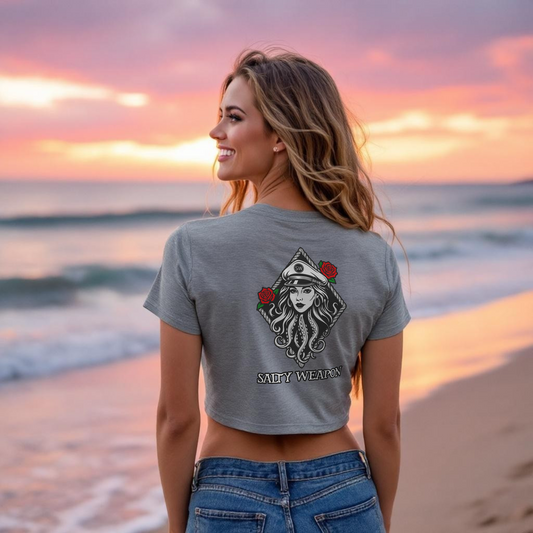 SALTY WEAPON WOMEN’S SHORT SLEEVE CROP TOP – COASTAL TEE WITH LOOSE FIT (8 COLORS)