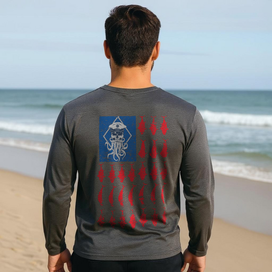 🔥 SALE – SALTY WEAPON UV PERFORMANCE SHIRT – AMERICAN FLAG LONG SLEEVE FOR FISHING & OUTDOORS (2 COLORS)