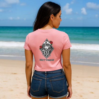 SALTY WEAPON WOMEN’S SHORT SLEEVE CROP TOP – COASTAL TEE WITH LOOSE FIT (8 COLORS)